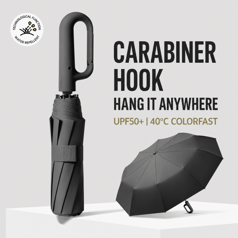 Automatic umbrella folding ring buckle umbrella, extra large, wind-resistant, reinforced, thickened, suitable for both sunny and rainy weather, portable sunshade umbrella