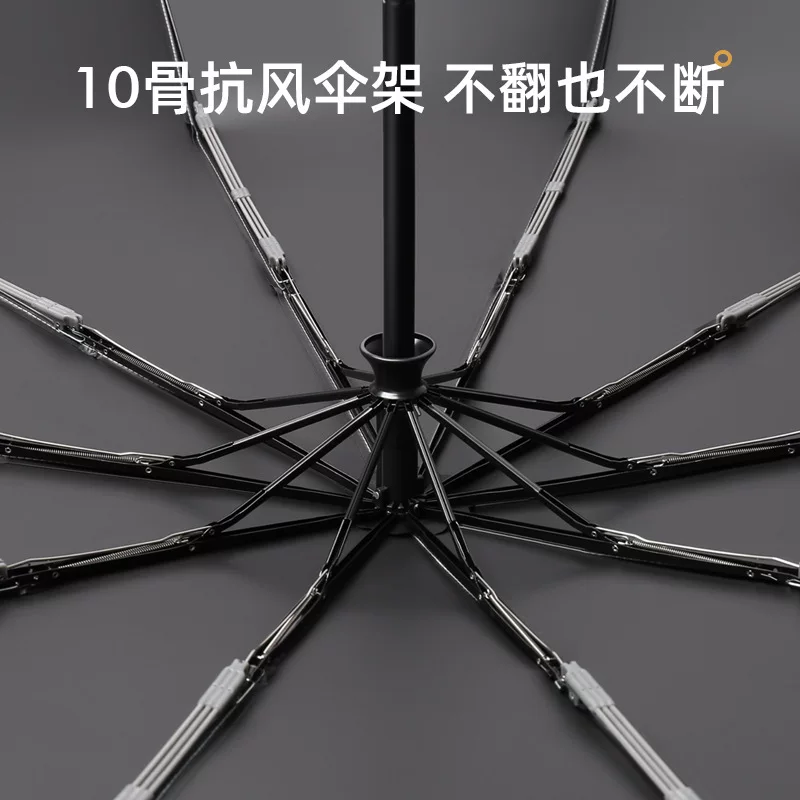 Automatic umbrella folding ring buckle umbrella, extra large, wind-resistant, reinforced, thickened, suitable for both sunny and rainy weather, portable sunshade umbrella