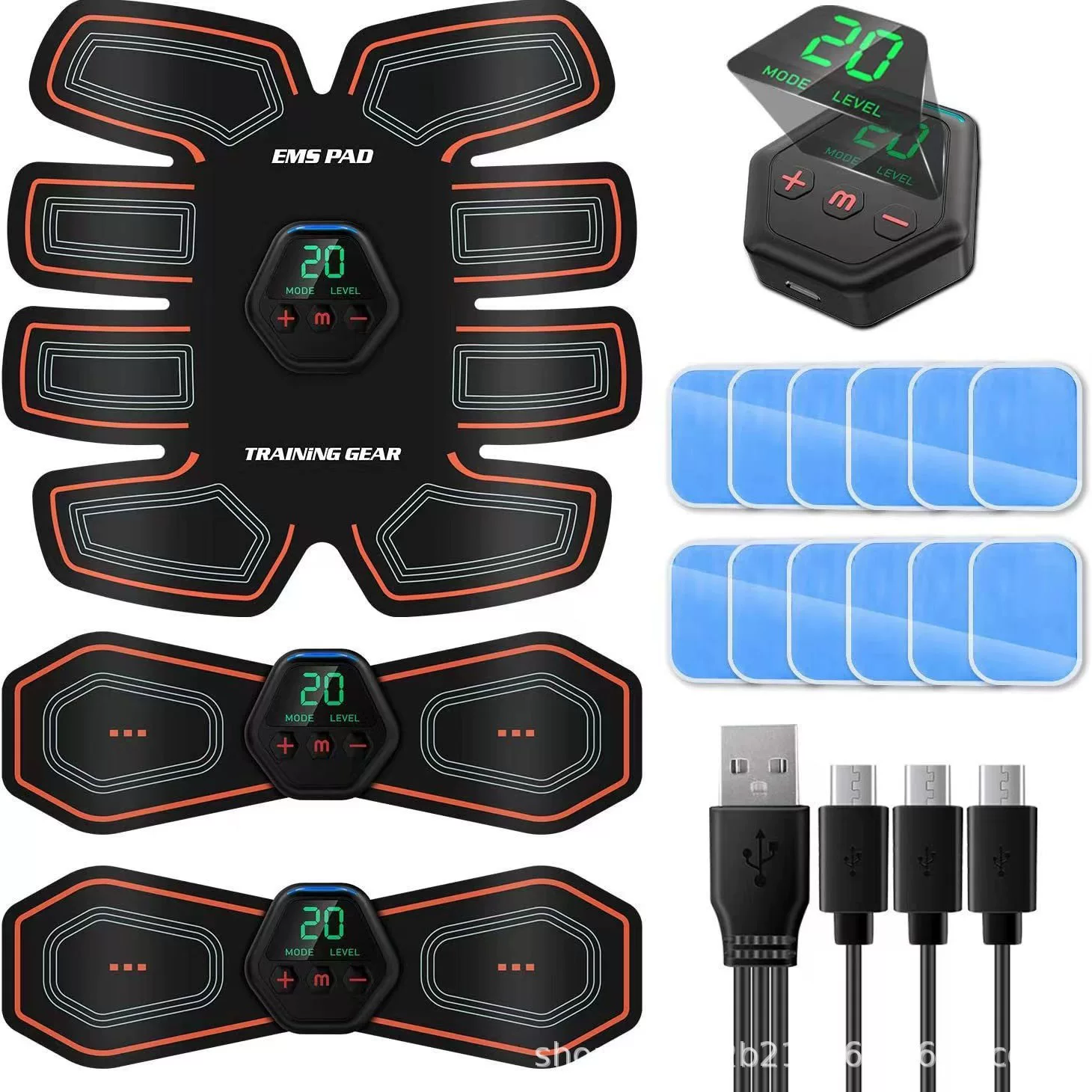 Muscle stimulator, multi-functional EMS slimming and body shaping three-piece set, rechargeable abdominal and waist fitness device
