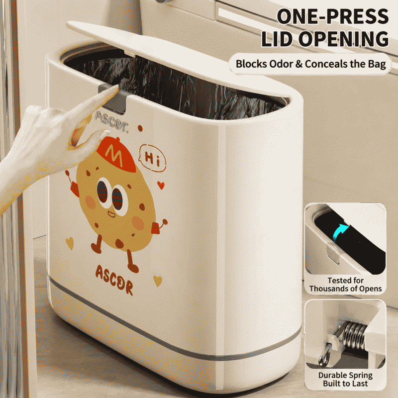Gap trash can for bathroom and toilet, 2026 new style, household use with lid, large capacity, high appearance value for living room and kitchen