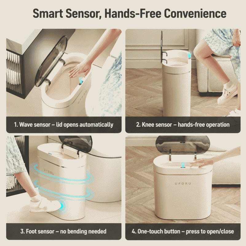 Inductive smart household trash can with large capacity, suitable for living room, kitchen, and toilet, automatically opens the lid, waterproof, and can be used in crevices