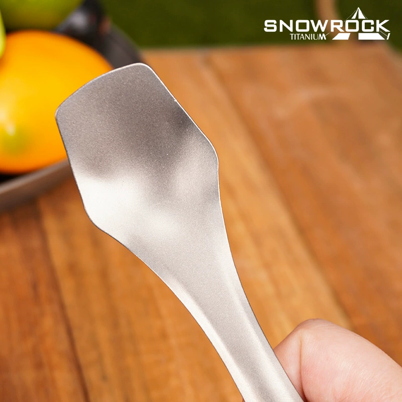 SNOW ROCK Pure Titanium Dual-Use Spoon and Fork Portable Spork Outdoor Picnic Camping Multi-Functional Cutlery